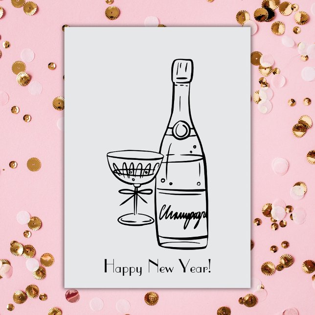 Gott nytt år Champagne Flaska Hälsning Kort (Skapare uppladdad)