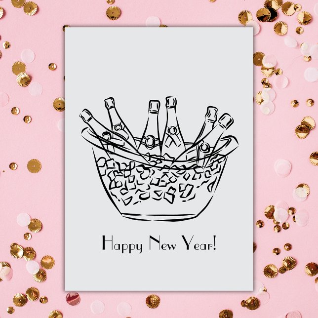 Gott nytt år Champagne Kort (Skapare uppladdad)