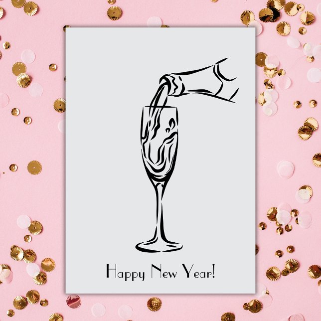 Gott nytt år Champagne Kort (Skapare uppladdad)