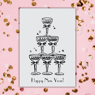 Gott nytt år Champagne Torn Hälsning Kort