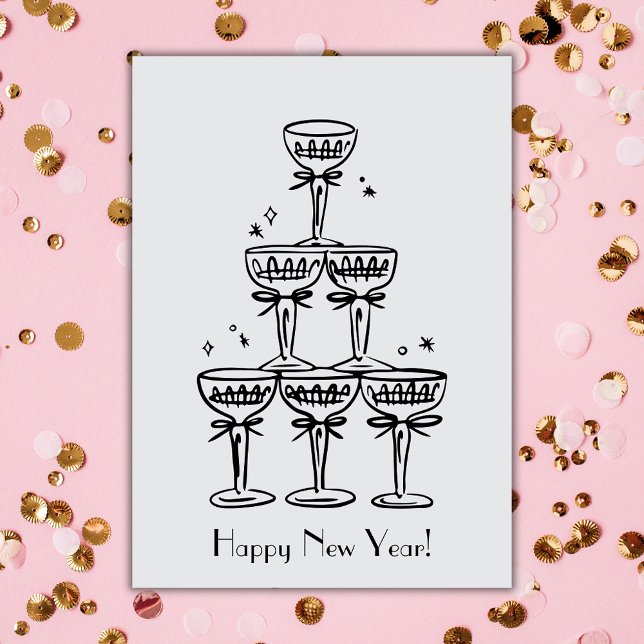 Gott nytt år Champagne Torn Hälsning Kort (Skapare uppladdad)