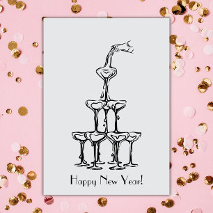 Gott nytt år Champagne Torn Kort