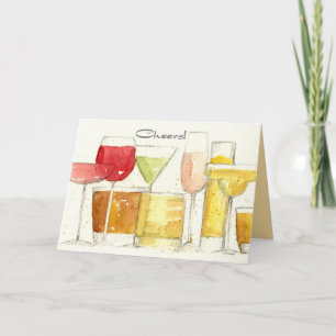 Gott nytt år Cheers Cocktail Glass Spatter Kort
