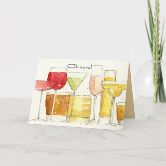 Gott nytt år Cheers Cocktail Glass Spatter Kort (Framsida)