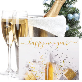 Gott nytt år Chic Guld Champagne Streamers Julkort