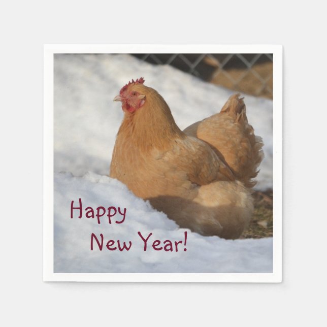 Gott nytt år Chicken Pappersservett (Framsidan)