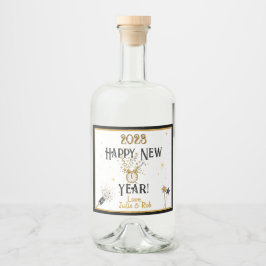 Gott nytt år Clock, Hat, Konfetti, Anpassningsbar Spritflaskor Etikett