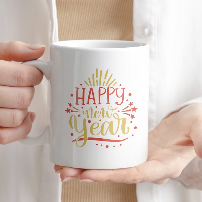 Gott nytt år Coffee Tea Typography Winter Gift Kaffemugg (Skapare uppladdad)
