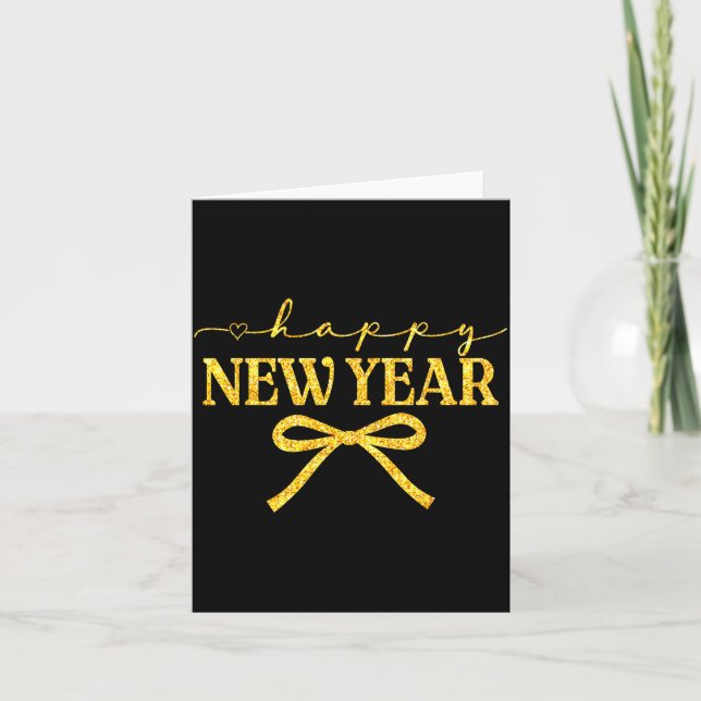 Gott Nytt År Coquette Bow Nyårsfest Familj  Kort (Framsida)