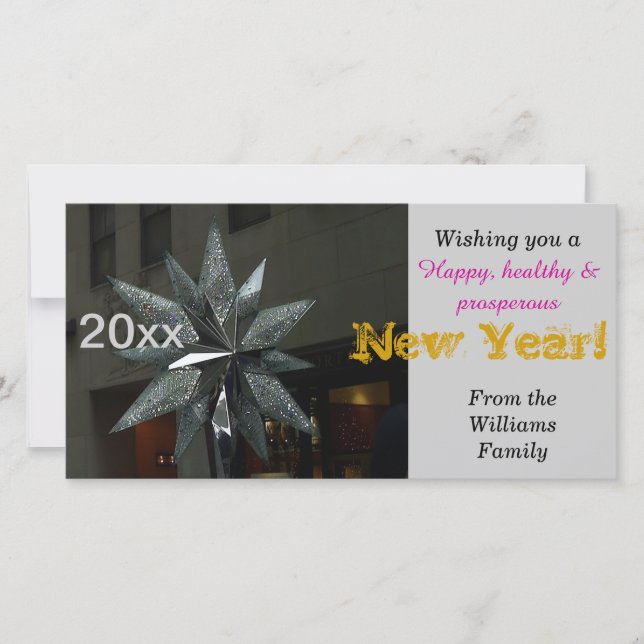 Gott nytt år Crystal Star-kort Julkort (Framsida)