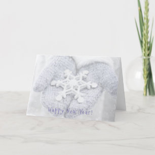 Gott nytt år! - Cute Snö Mittens Helgkort