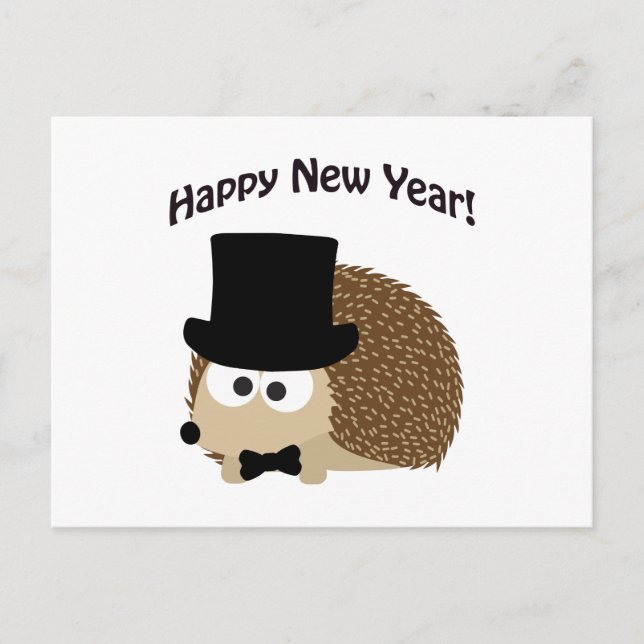 Gott nytt år! Dapper Hedgehog Helg Vykort (Framsida)