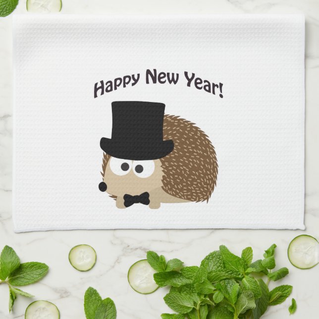 Gott nytt år! Dapper Hedgehog Kökshandduk (Vikta)