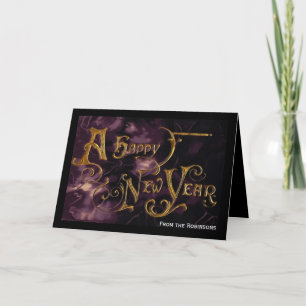 Gott nytt år Deep Lila Greeting Cards Helgkort