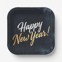 Gott Nytt År Djupa Blåa Penseldrag