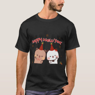 Gott nytt år Dudu Bear och Bubu Panda T Shirt