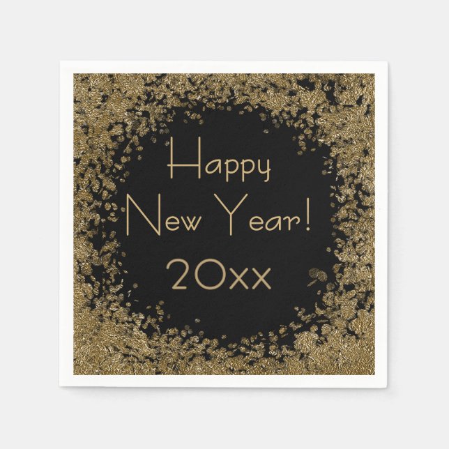 Gott nytt år Elegant Guld och Svarta havet Pappersservett (Framsidan)