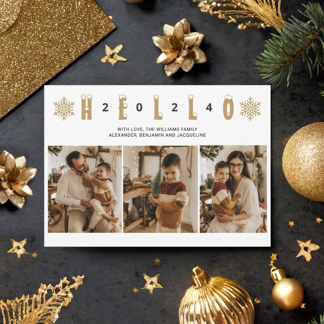 Gott Nytt År Elegant Minimalistisk Guld Julkort (Skapare uppladdad)