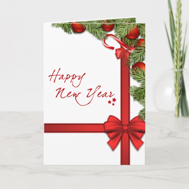 Gott Nytt År Eleganta Juldekorationer  Helgkort (Framsida)