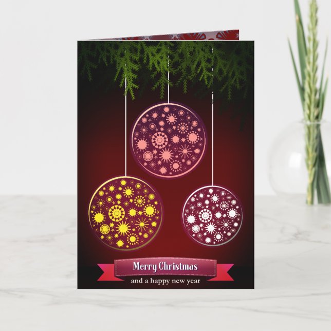 Gott Nytt År Eleganta Julgran Dekorationer  Helgkort (Framsida)