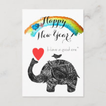 gott nytt år Elephant och Blue Bird