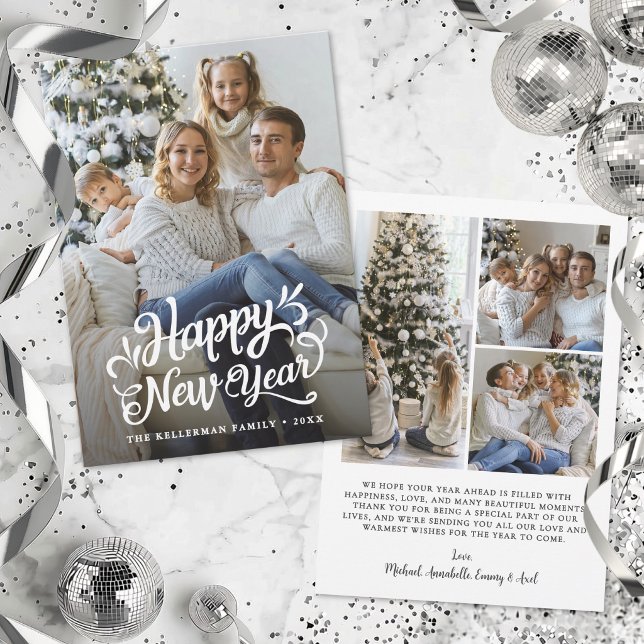 Gott Nytt År Enkel Elegant Foto  Julkort (Happy New Year Simple Elegant Photo Holiday Card)