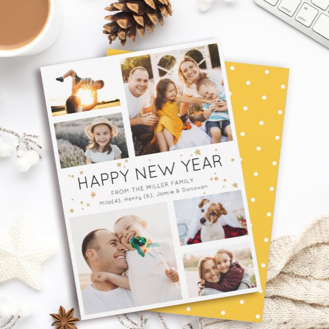 Gott nytt år enkel minimalistisk fotokollage julkort (Skapare uppladdad)