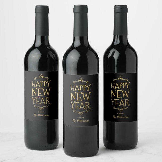 Gott Nytt År Falsk Folie Holiday Vinflaska Etikett (Flaskor)