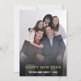 Gott Nytt År Familjefoto Minimalistisk Typografi Julkort