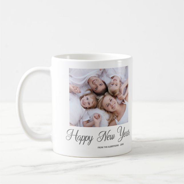 Gott Nytt År Familjefoto Present Kaffemugg (Vänster)
