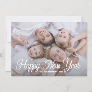 Gott nytt år-familjens fotomistliga vitkort julkort