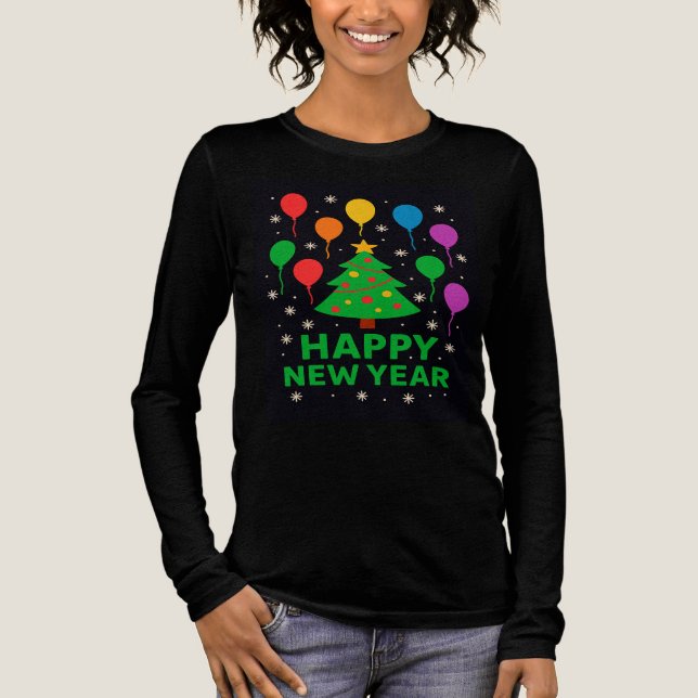 Gott nytt år Färgrik  T Shirt (Framsida)