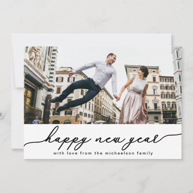 Gott nytt år Faux Guld Stars och Confetti Photo Julkort (Framsida)