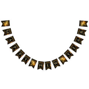 Gott nytt år Festive Golden Fireworks Vimplar