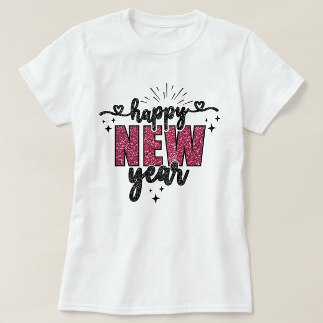 Gott nytt år | Festlig glitter Nytt år T-shirt (Design framsida)