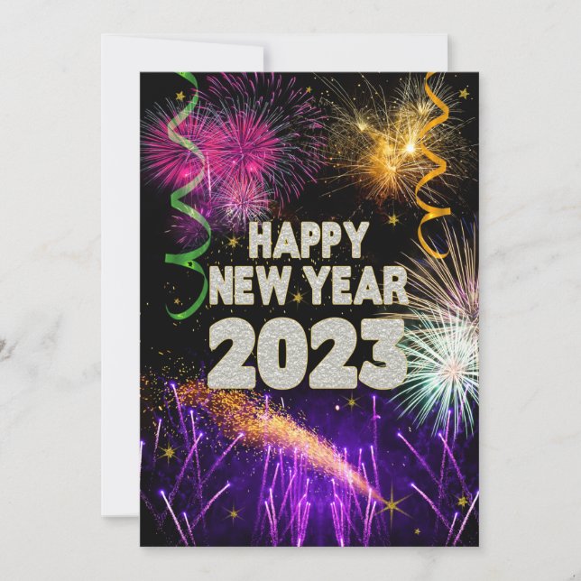 GOTT NYTT ÅR Firande 2023 Fyrverkerier Julkort (Framsida)