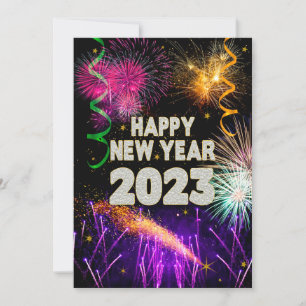 GOTT NYTT ÅR Firande 2023 Fyrverkerier Julkort