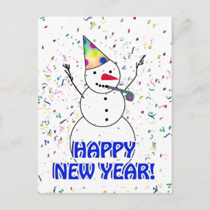 GOTT NYTT ÅR! Firande av Snögubbe Helg Vykort
