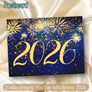 Gott nytt år Fireworks jul 2-sidig design Helg Vykort