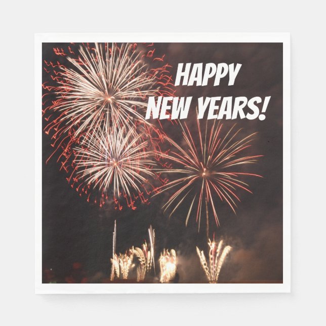 Gott nytt år Fireworks Pappersservett (Framsidan)