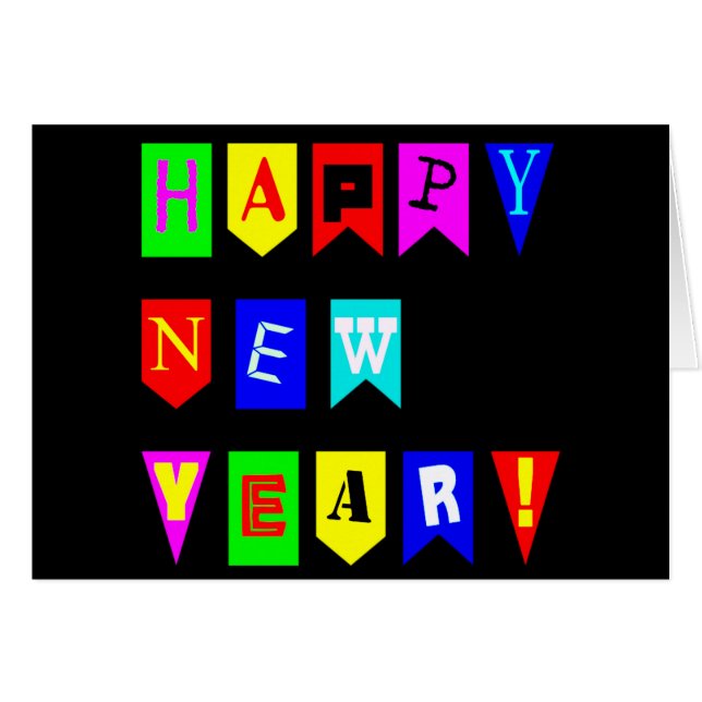 Gott nytt år Flaggor Hälsningskort (Framsidan Horizontal)