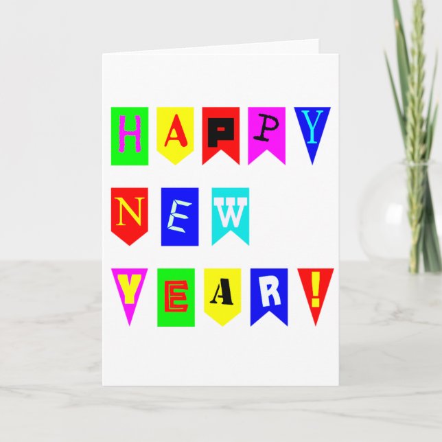 Gott nytt år Flaggor Helgkort (Framsida)