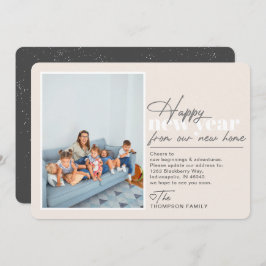 Gott nytt år Flytta Announcement Tan Photo Julkort