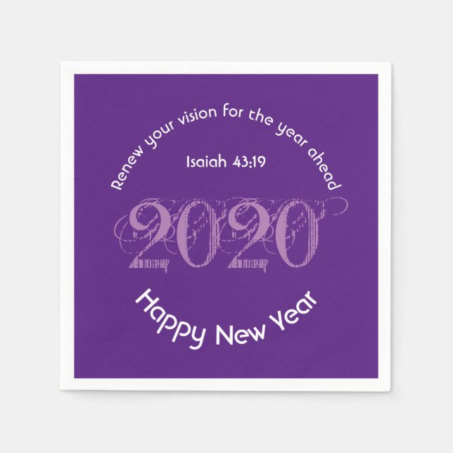 Gott nytt år FÖRNYA VISION 2020 LILA PAPPER Pappersservett (Framsidan)