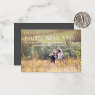 Gott nytt år-fototypografi-helgdag anteckningskort