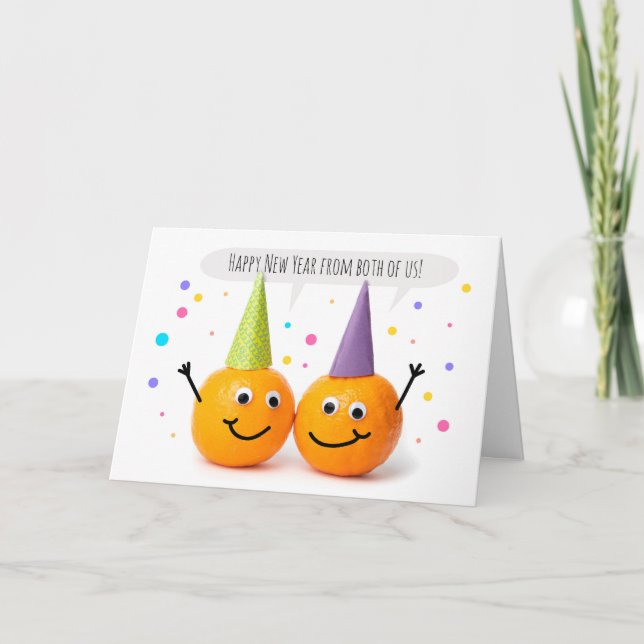 Gott Nytt År Från Båda Oss Från Orangepar  Helgkort (Framsida)
