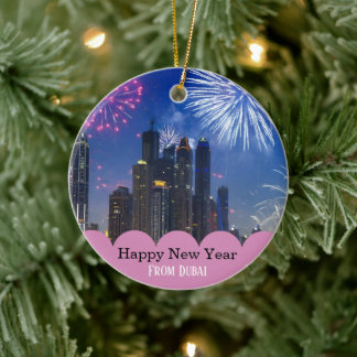 Gott nytt år från Dubai-ornament 2026 Julgransprydnad Keramik