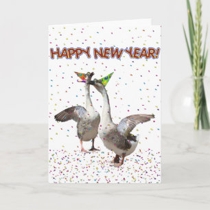 Gott nytt år från festande gäss helgkort