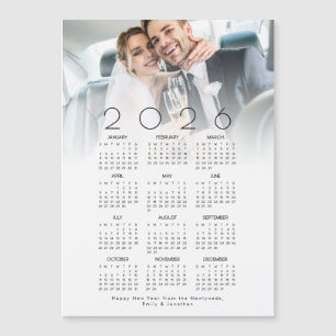 Gott nytt år från Newlyweds 2026 Calendar Photo Magnetisk Inbjudningskort