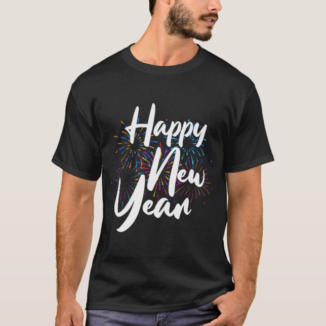 Gott nytt år Funny Nyårsafton Fireworks T Shirt (Framsida)